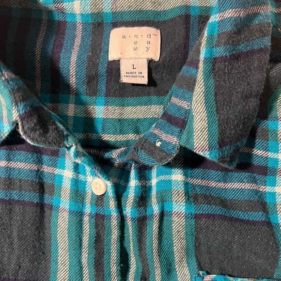 A New Day Teal Plaid Flannel size L - Picture 9 of 14